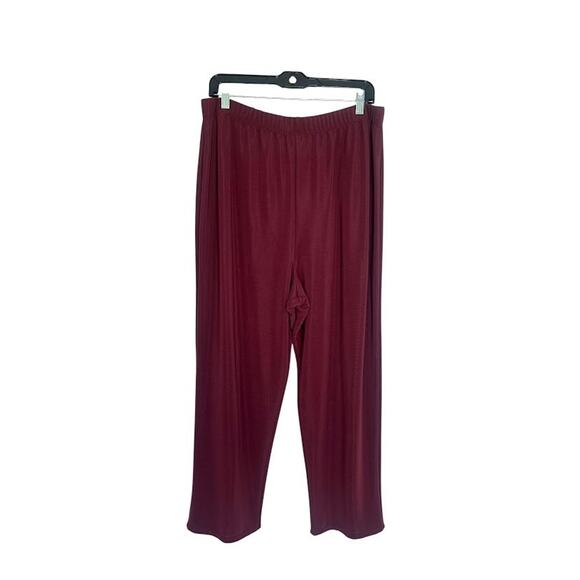 Susan Graver Essentials Liquid Knit Straight Leg Pants Size XL Burgundy Pull On - Picture 1 of 7